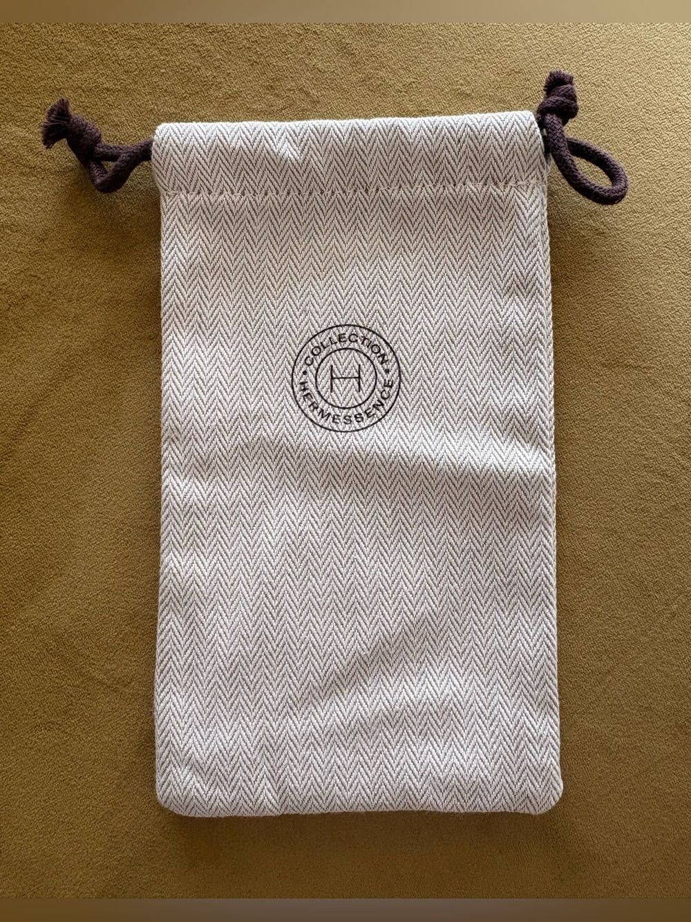 Hermès Collecton Jewelry Storage Pouch | Herringbone Canvas Drawstring Dust Bag
